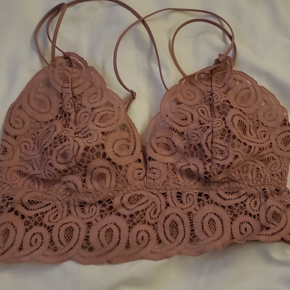 Vs pink crochet longline bralette medium